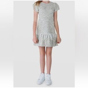 Zoe Ltd Girl's Lexie Feathered Tweed Dress - Size 10